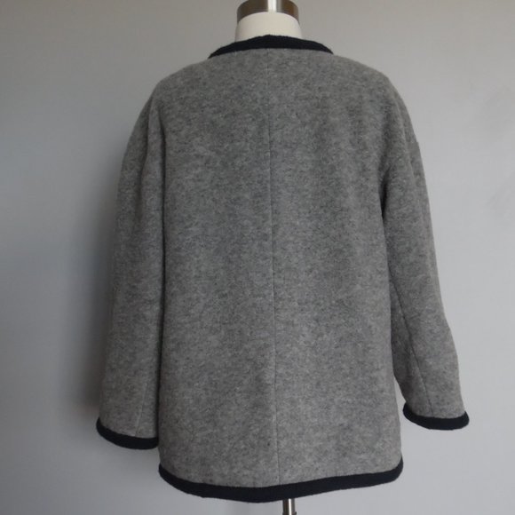 J.Crew Boiled Wool Sweater Knit Wrap Tie Gray Winter Fall Jacket Coat - Picture 8 of 11